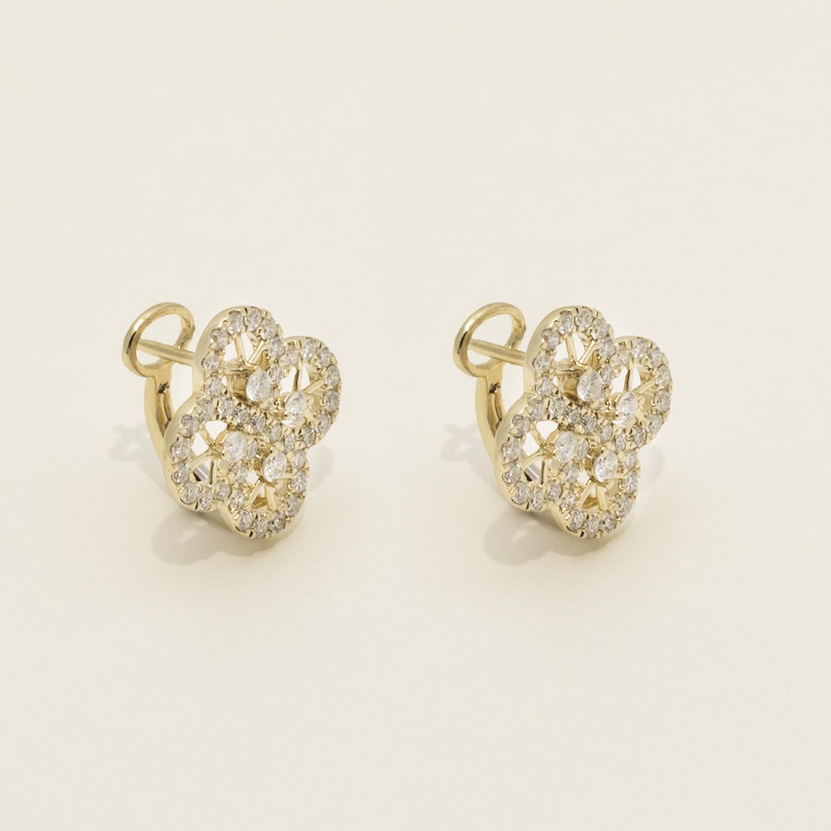 Dabakarov Diamond Flower Earrings in 14kt Yellow Gold (7/8ct tw)