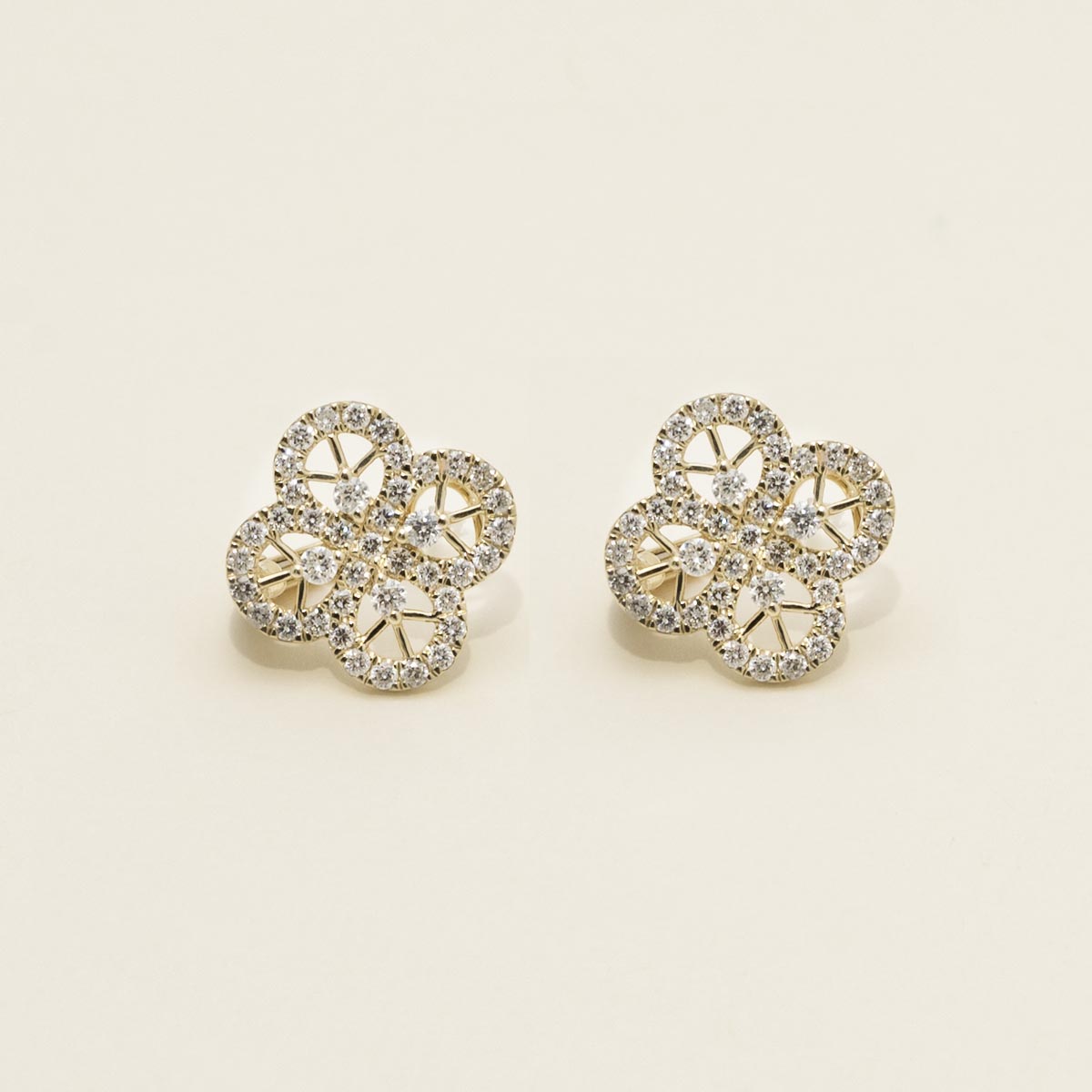 Dabakarov Diamond Flower Earrings in 14kt Yellow Gold (7/8ct tw)