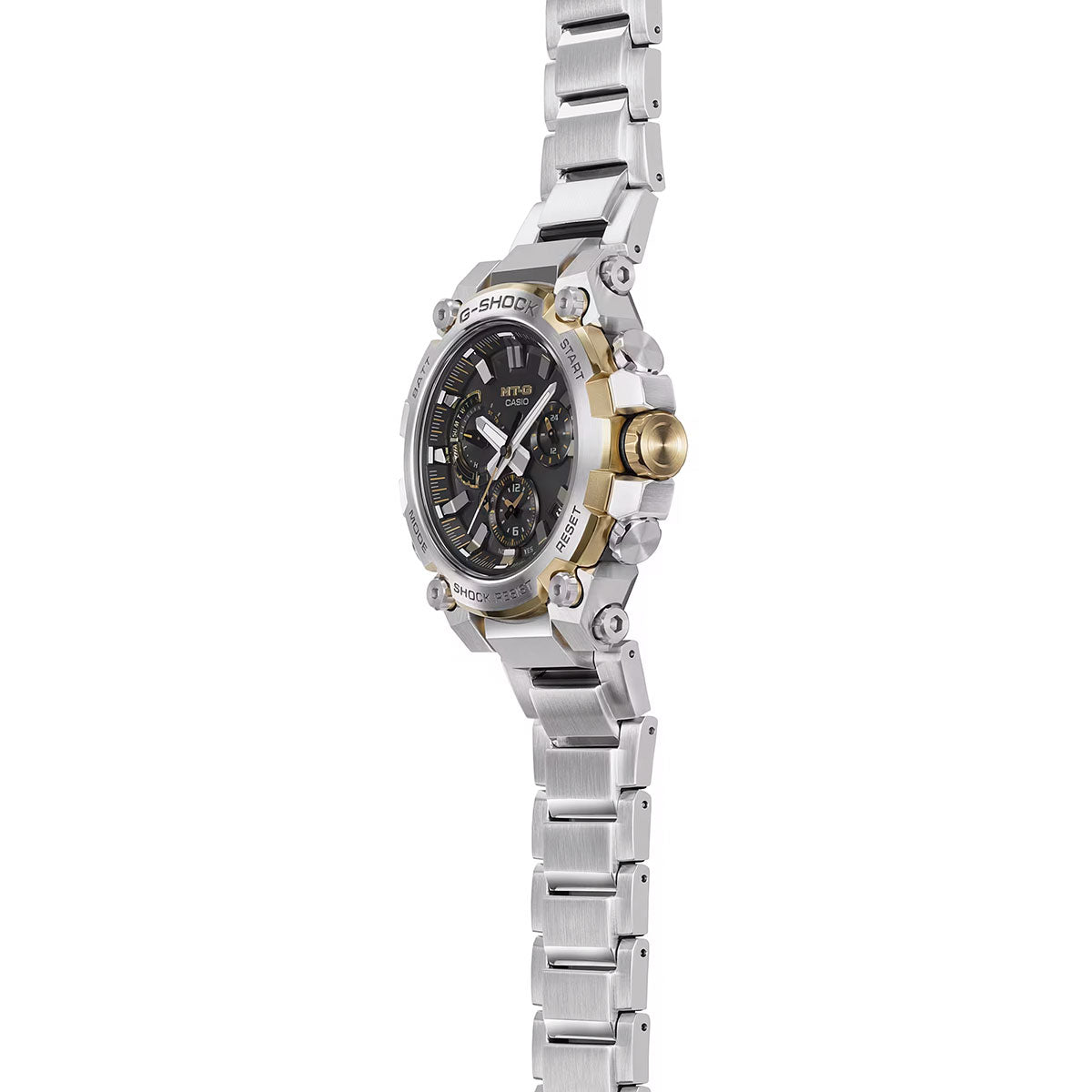 G Shock MT-G Series Mens Watch with Black Dial and Two-Toned Stainless Steel Bracelet (solar movement)