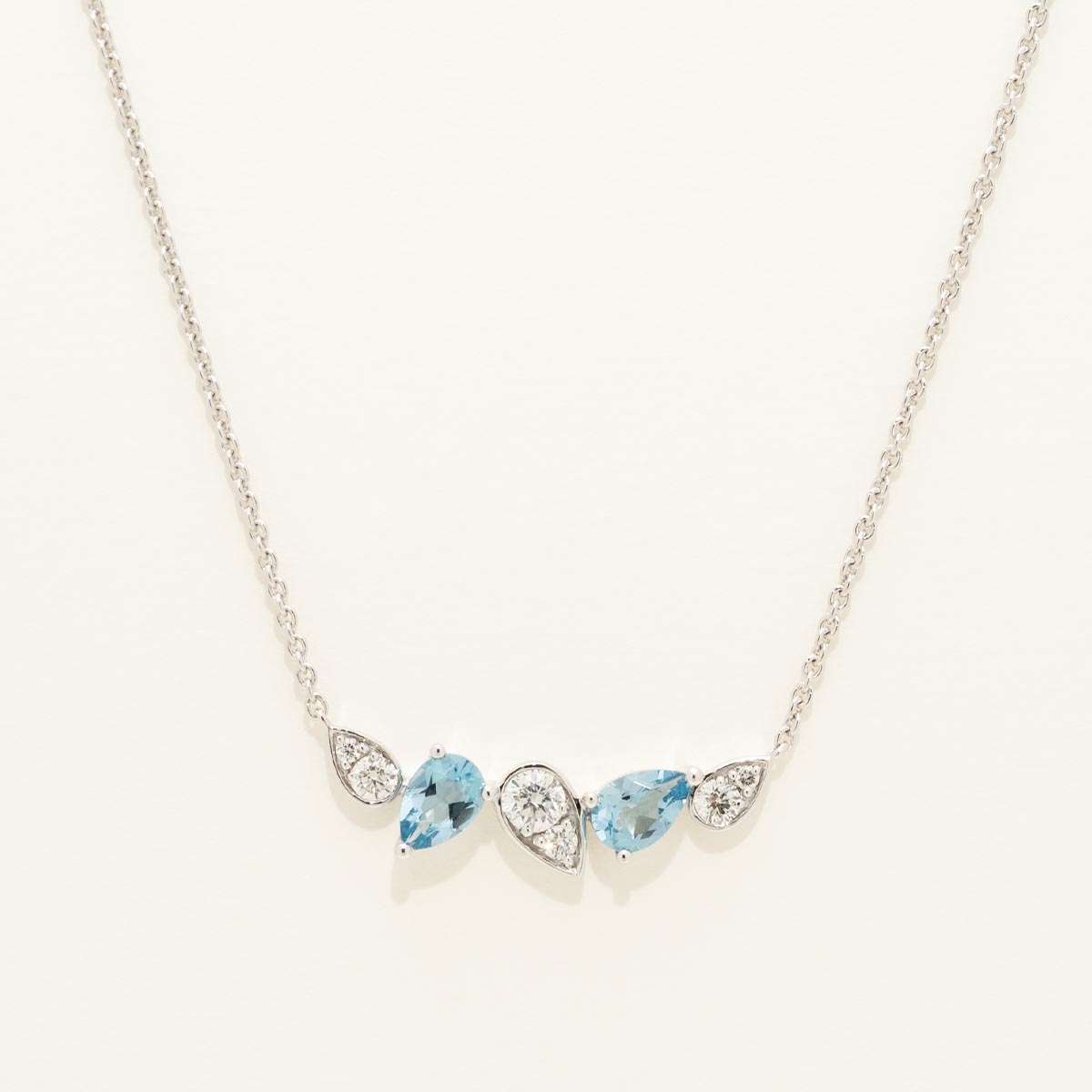 Pear Shaped Blue Topaz Necklace in 14kt White Gold with Diamonds (1/3ct tw)