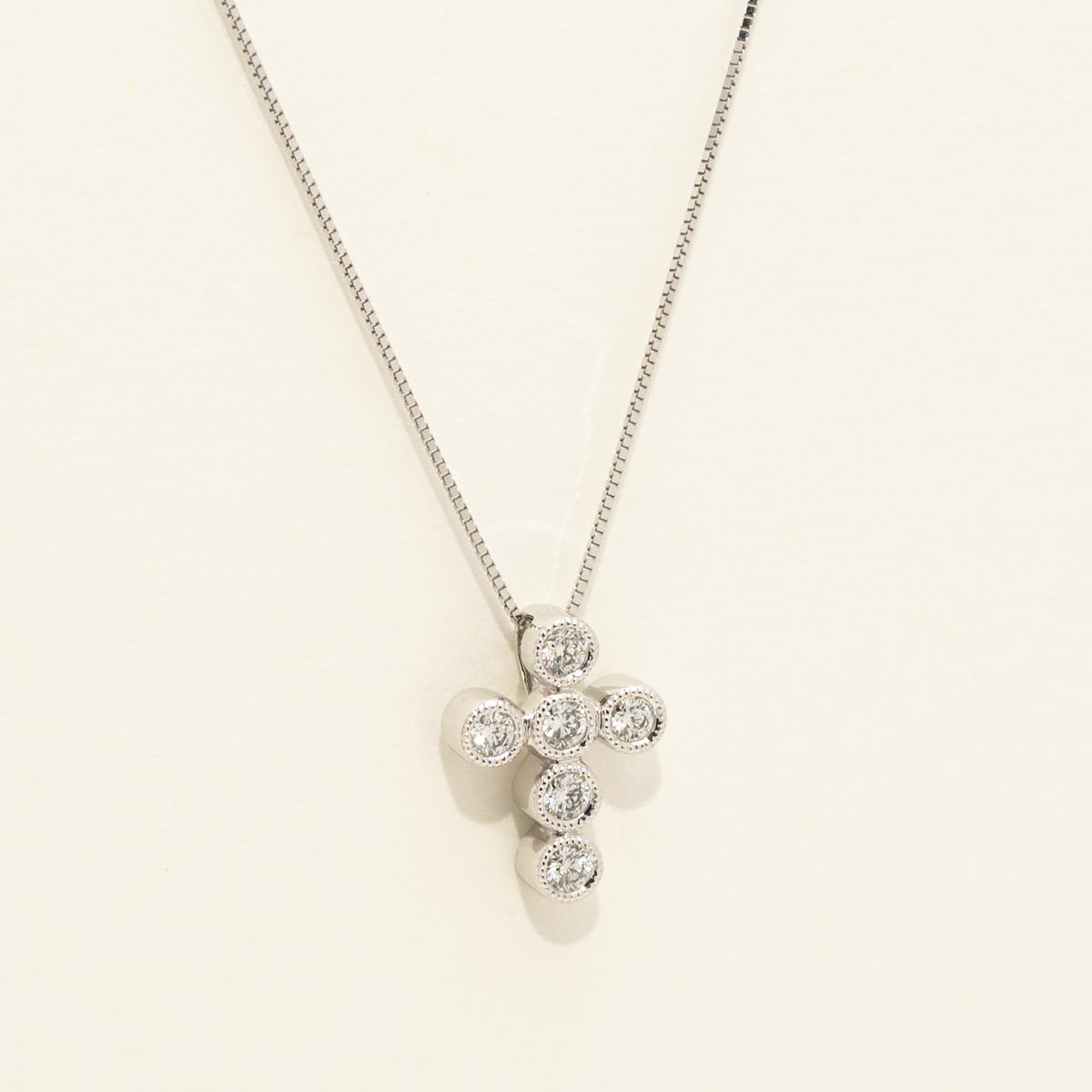 Diamond Bezel Cross Necklace in 14kt White Gold (1/4ct tw)