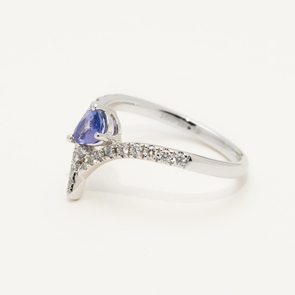 Pear Shape Tanzanite Ring in 14kt White Gold with Diamonds (1/5ct tw)