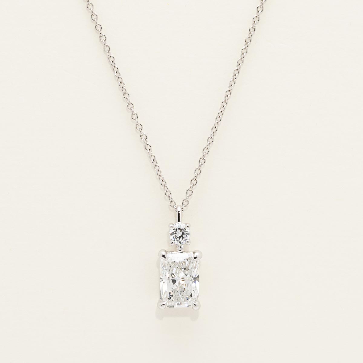 Lab Grown Radiant Cut Diamond Necklace in 14kt White Gold (2ct tw)