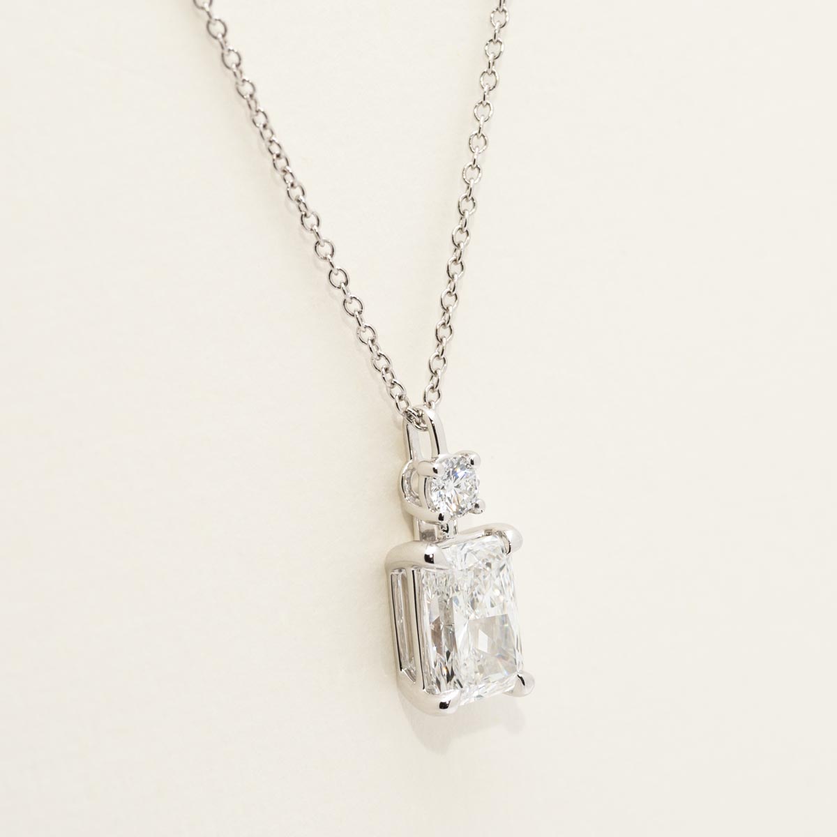Lab Grown Radiant Cut Diamond Necklace in 14kt White Gold (2ct tw)