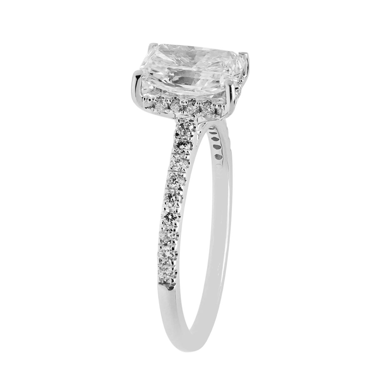 Lab Grown Radiant Cut Diamond Bridal Set with Hidden Halo in 14kt White Gold (2ct tw)