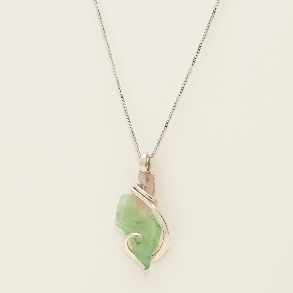 Maine Bicolor Tourmaline Necklace in Sterling Silver
