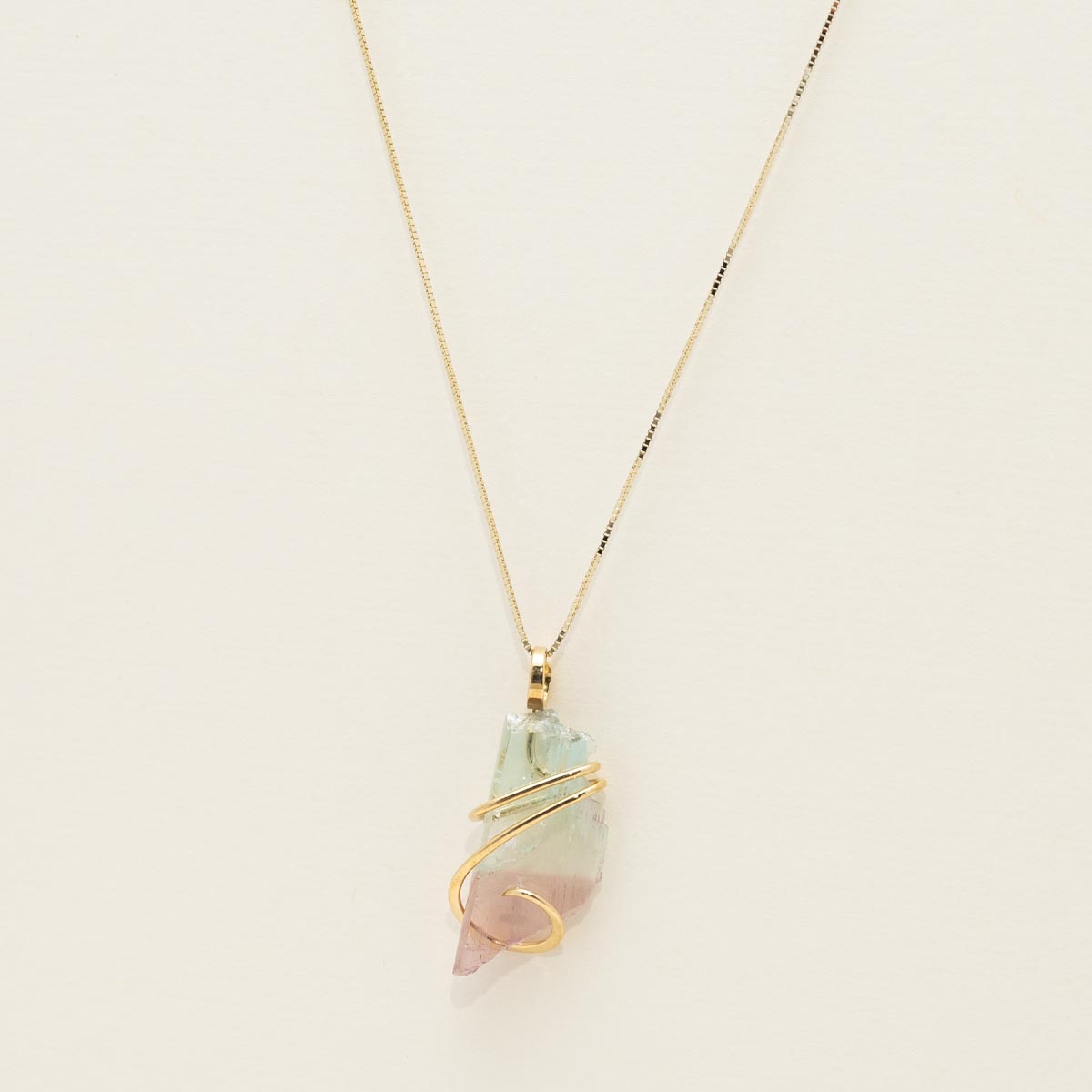 Maine Bicolor Tourmaline Necklace in 14kt Yellow Gold
