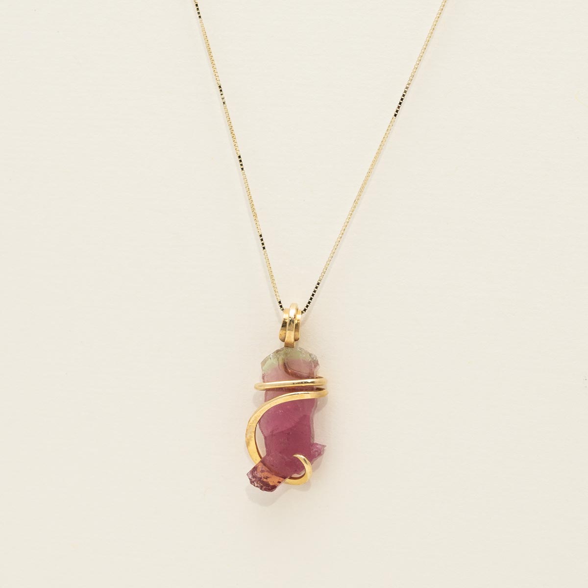 Maine Bicolor Tourmaline Necklace in 14kt Yellow Gold