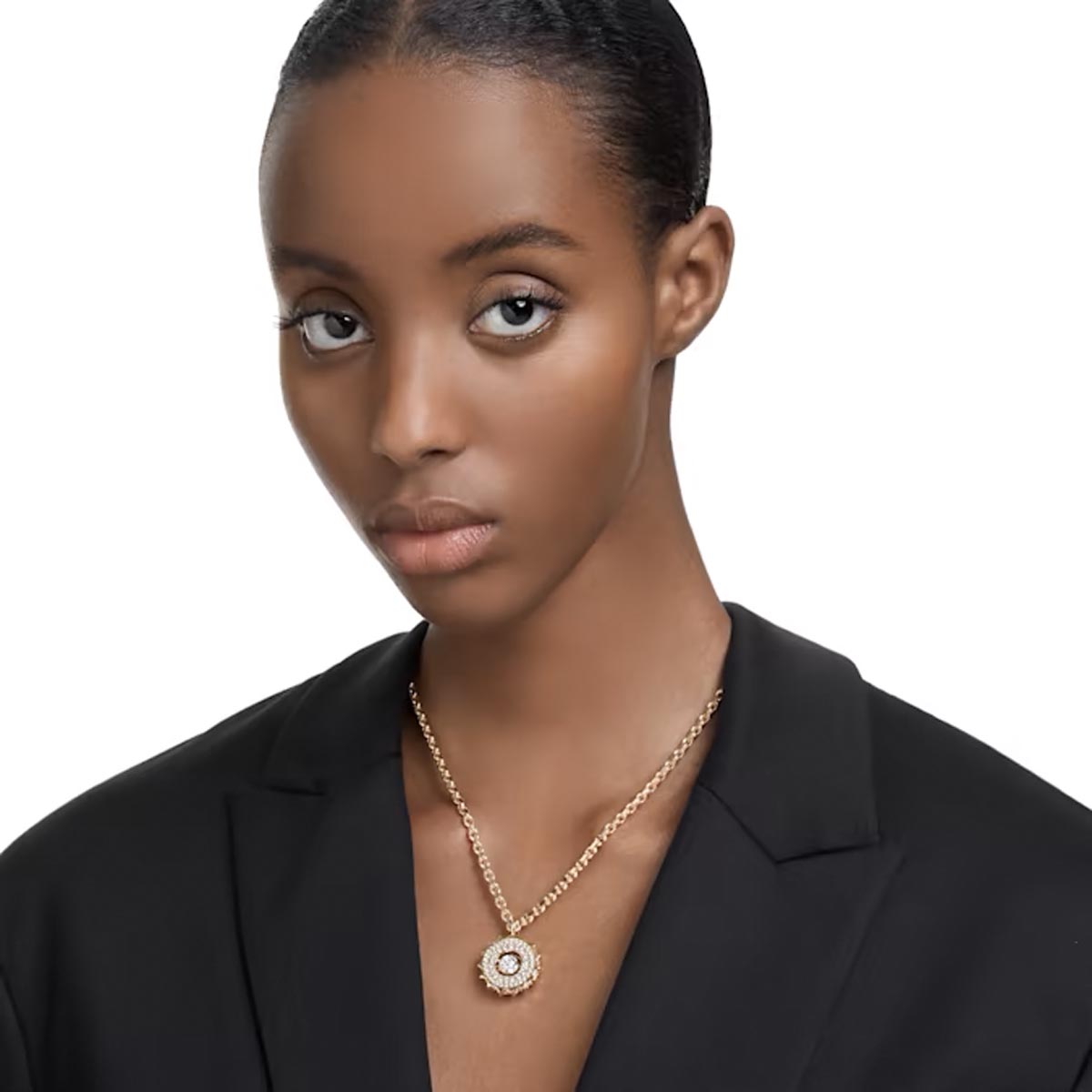 Swarovski Crystal Rota Necklace in Yellow Tone Plate