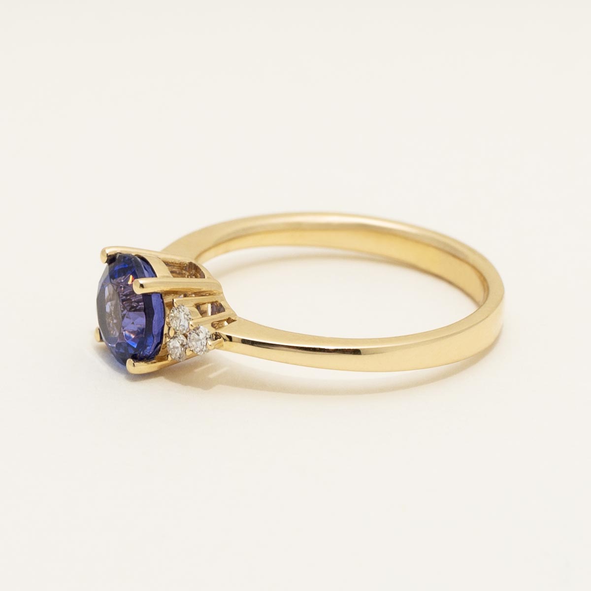 Tanzanite Ring in 18kt Yellow Gold with Diamonds (1/10ct tw)