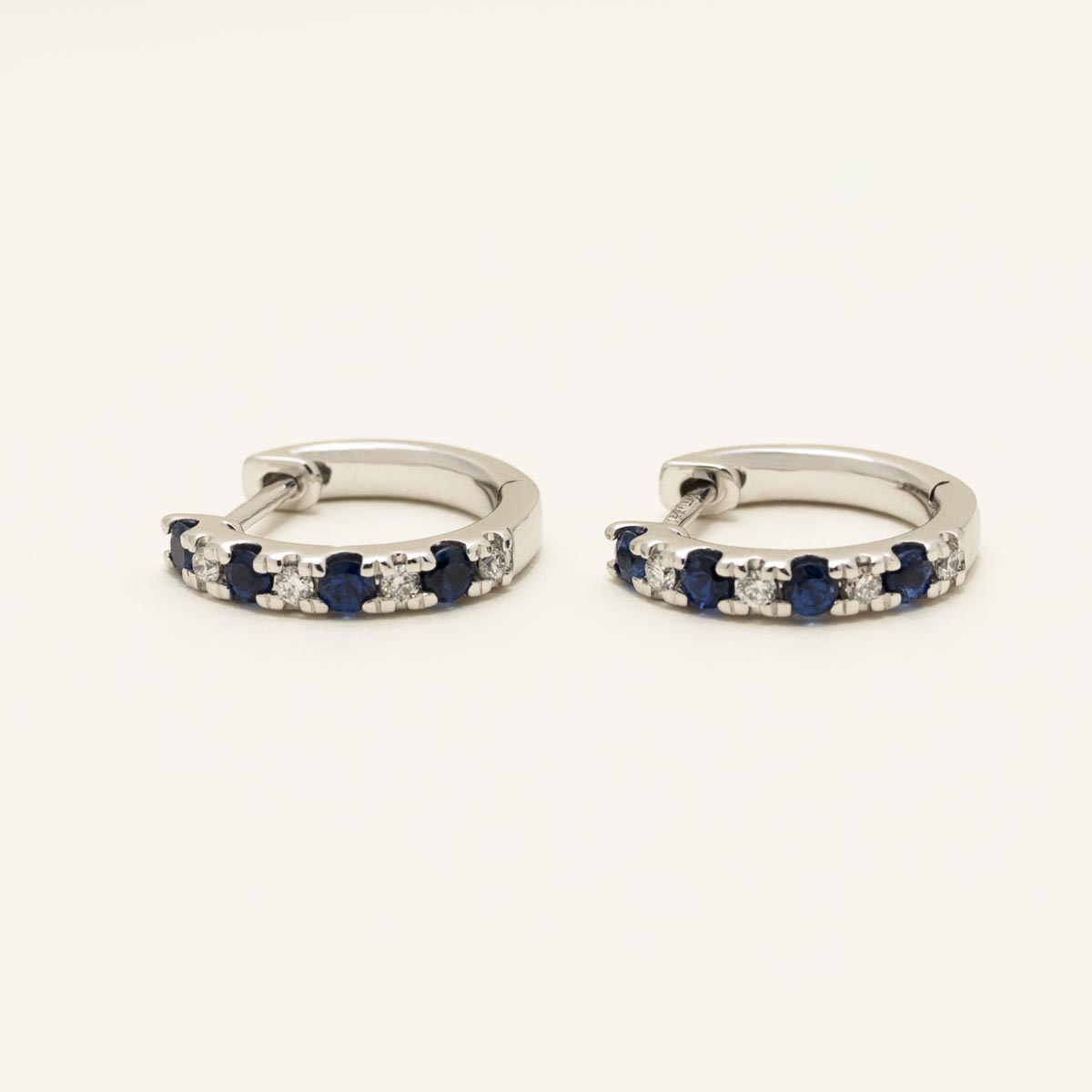 Sapphire Hoop Earrings in 14kt White Gold with Diamonds (1/10ct tw)