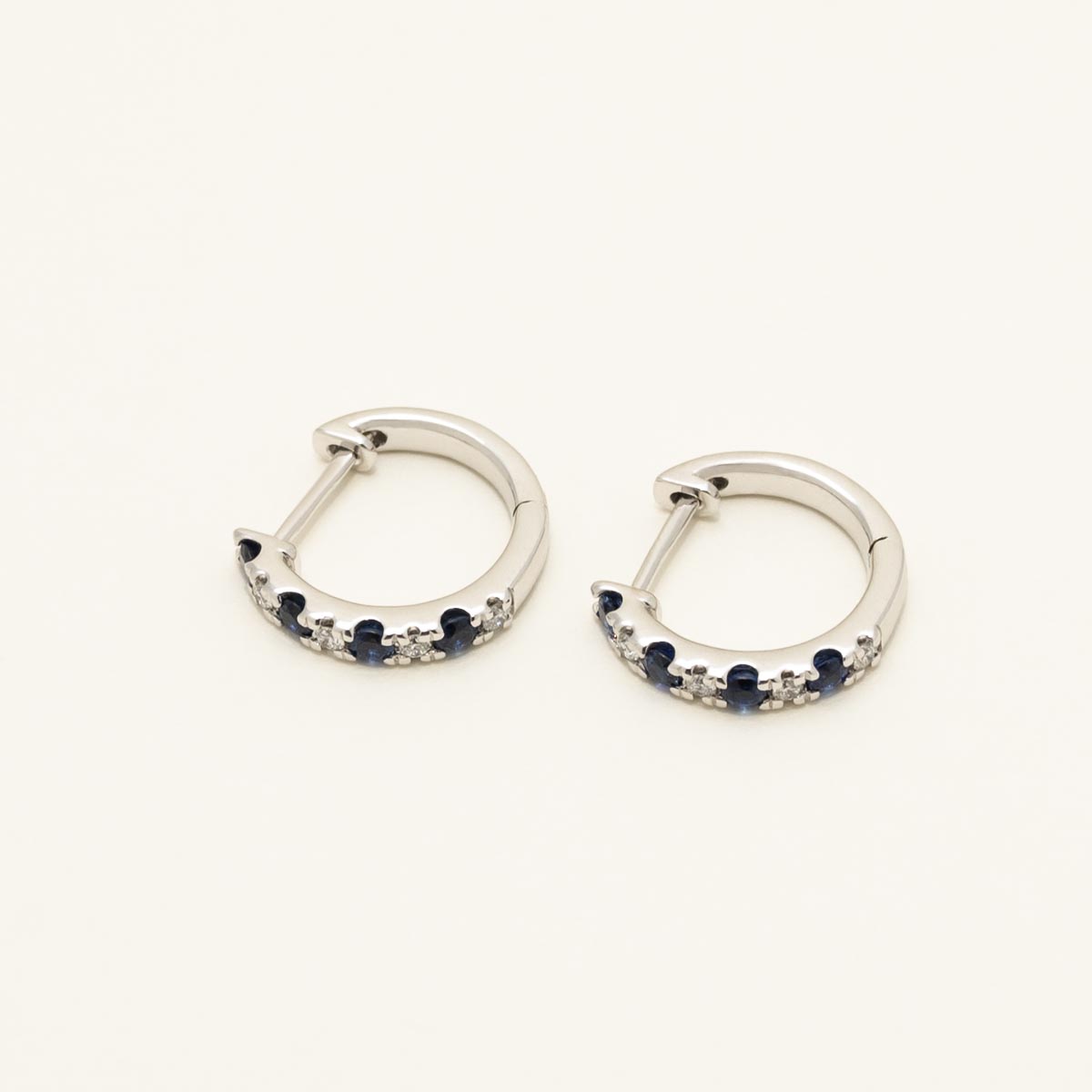 Sapphire Hoop Earrings in 14kt White Gold with Diamonds (1/10ct tw)