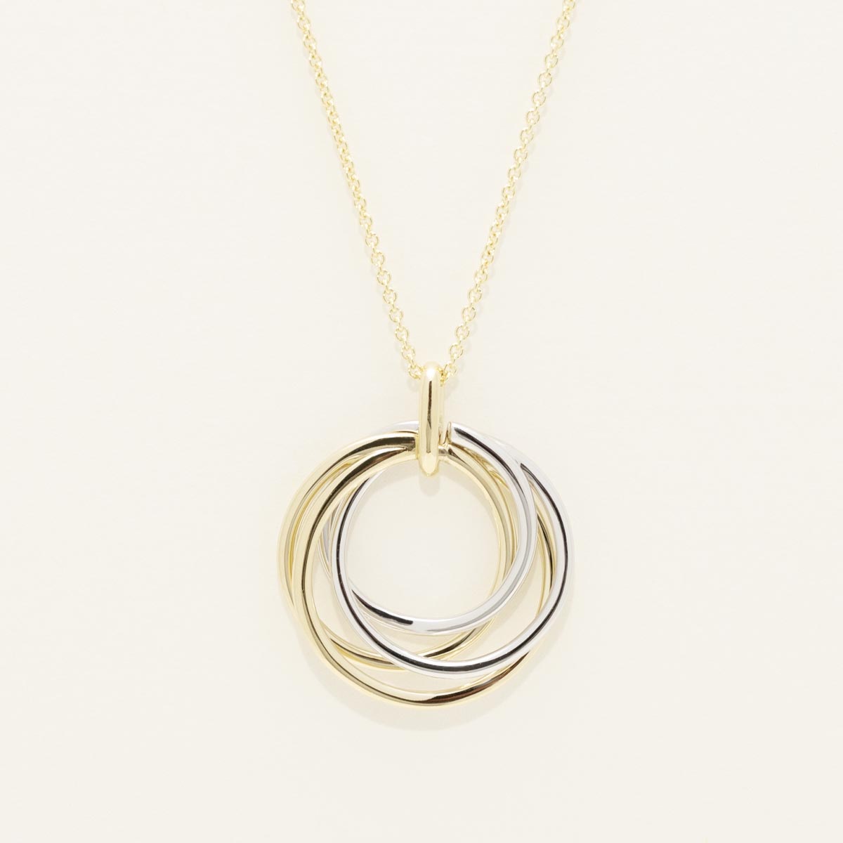 Circle Necklace in 14kt Yellow and White Gold