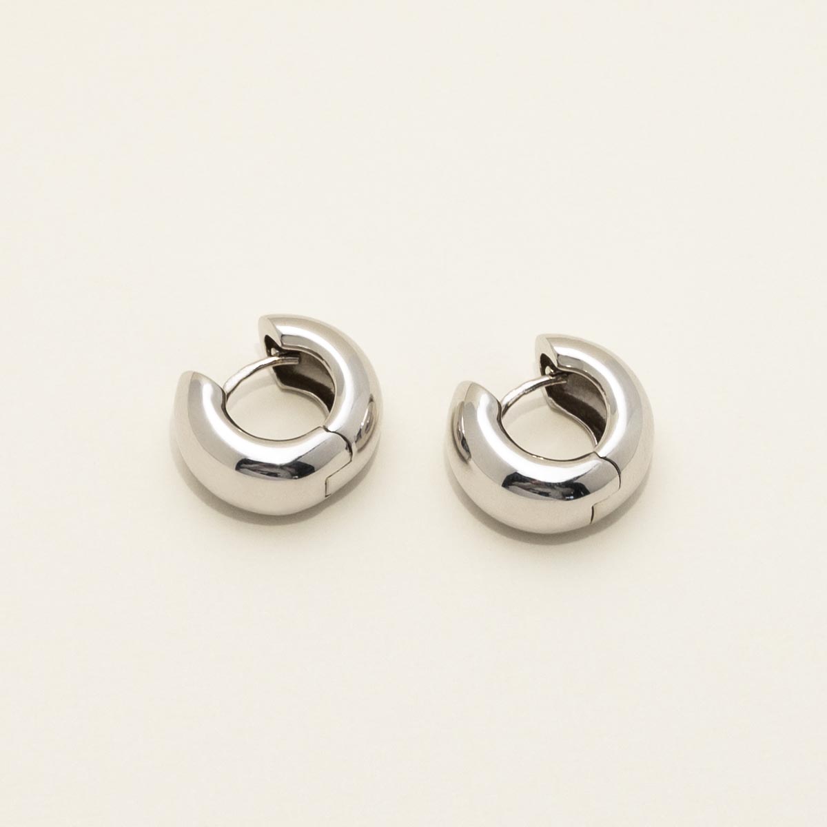 Wide Huggie Hoop Earrings in Sterling Silver
