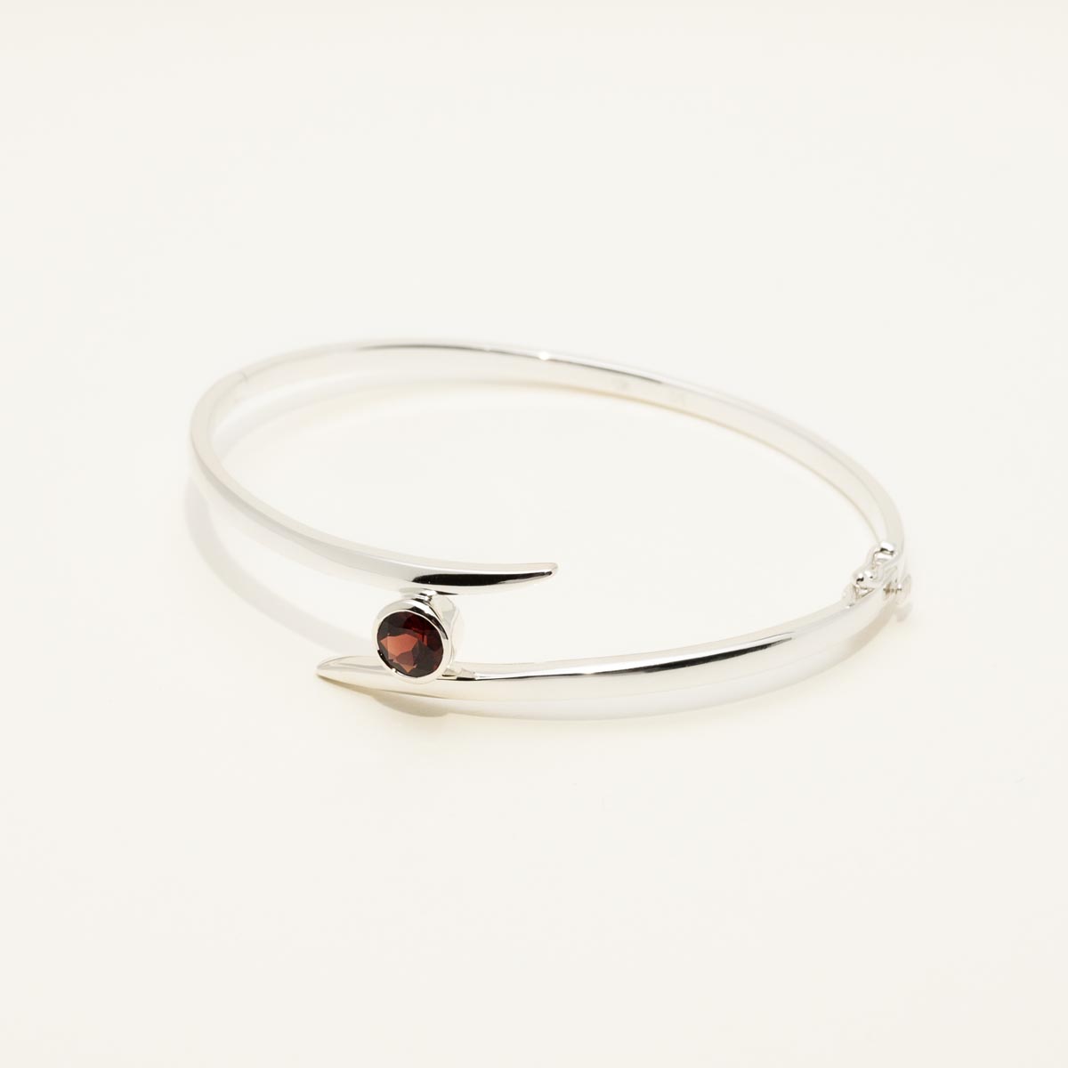 Garnet Bezel Bangle Bracelet in Sterling Silver
