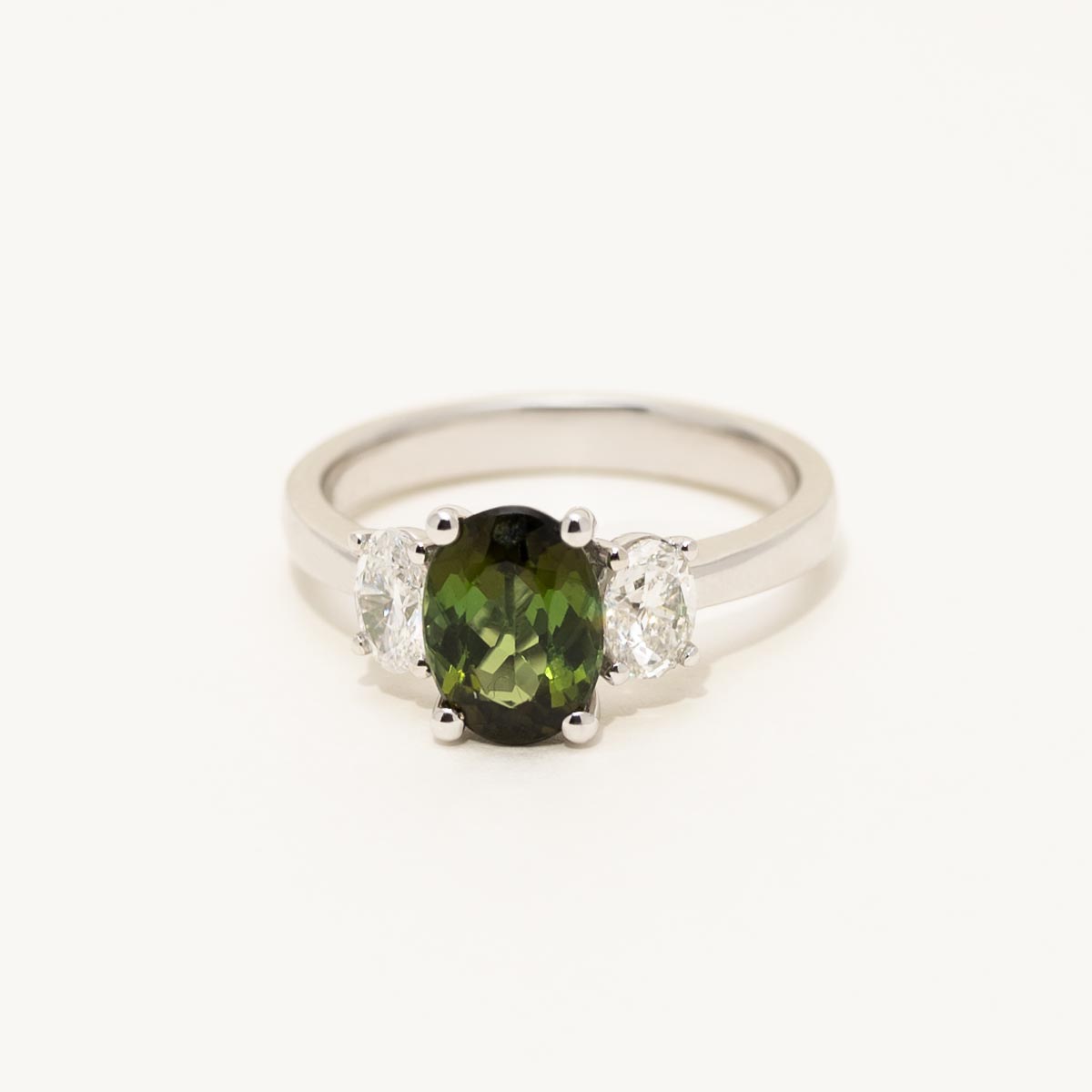 Maine Green Tourmaline Ring in 14kt White Gold with Diamonds (5/8ct tw)