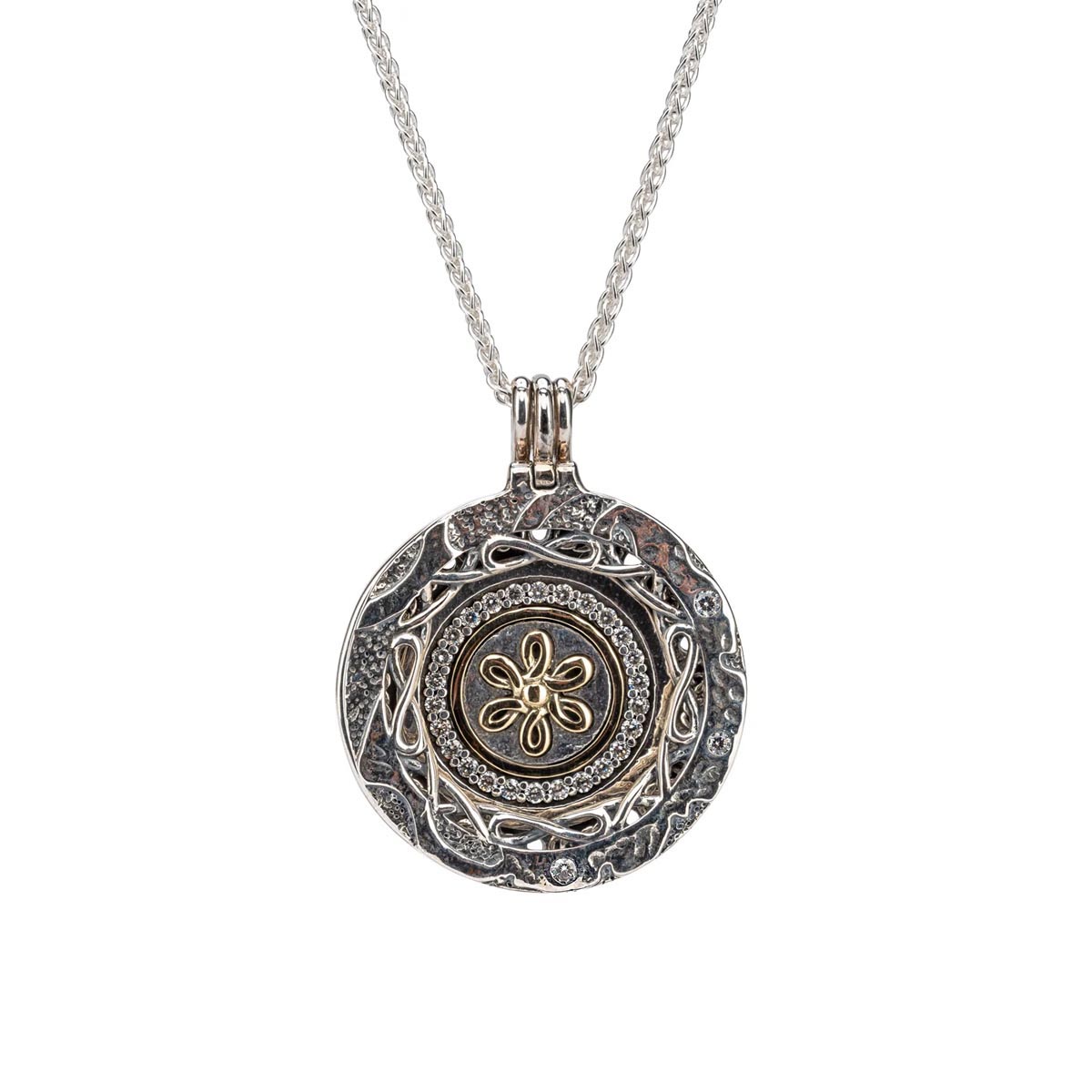 Keith Jack Eclipse 5 Way Necklace in Sterling Silver and 10kt Yellow Gold with Cubic Zirconia