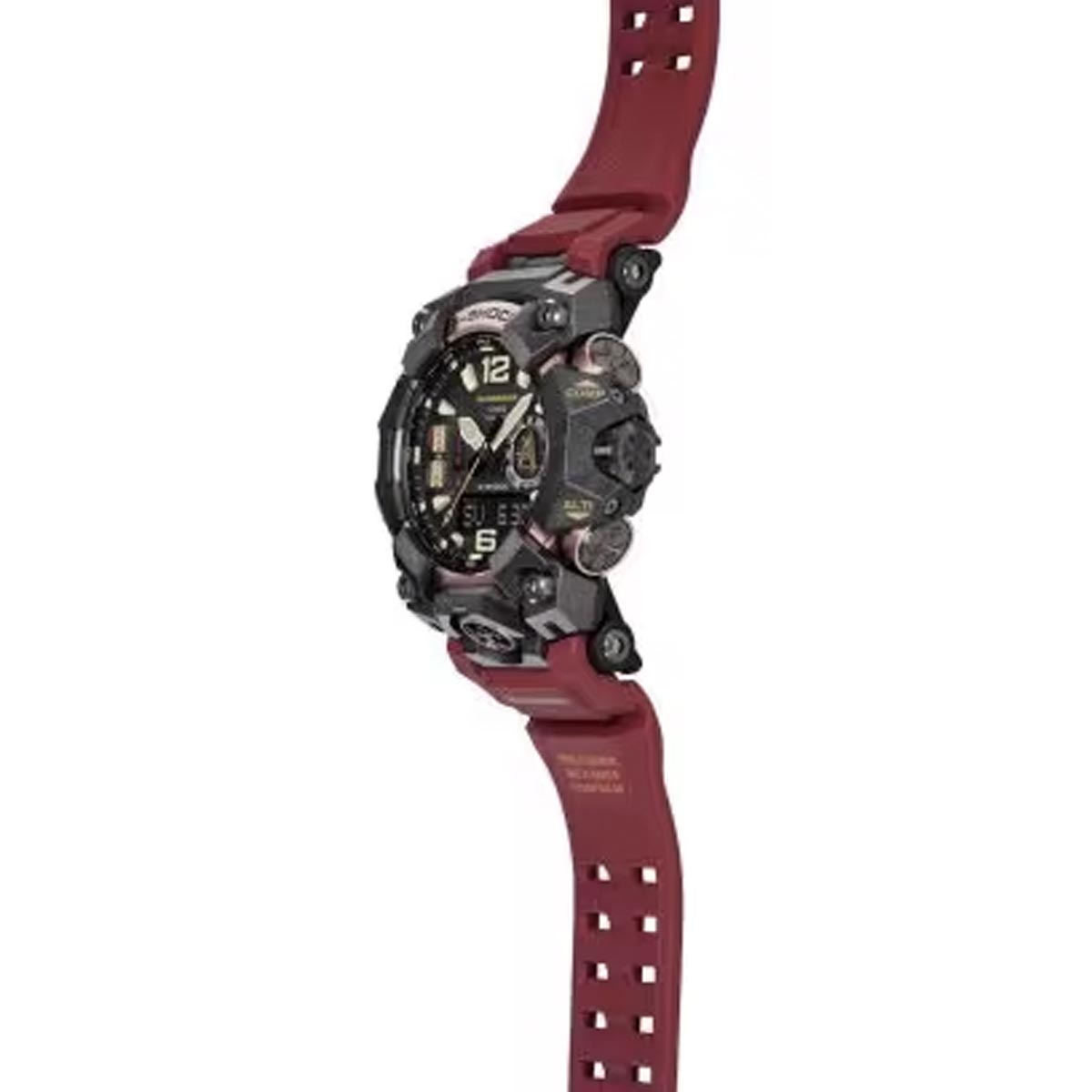 G Shock Mudmaster Mens Watch with Black Dial and Red Strap (solar movement)