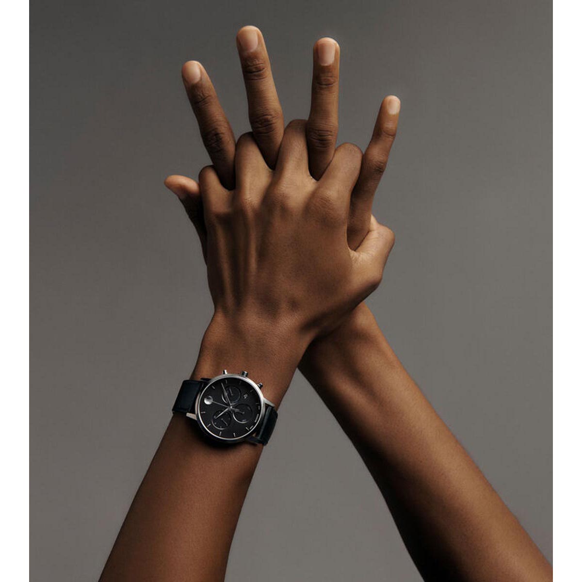 Movado Museum Classic Chronograph Mens Watch with Black Dial and Black Leather Strap (Swiss quartz movement)
