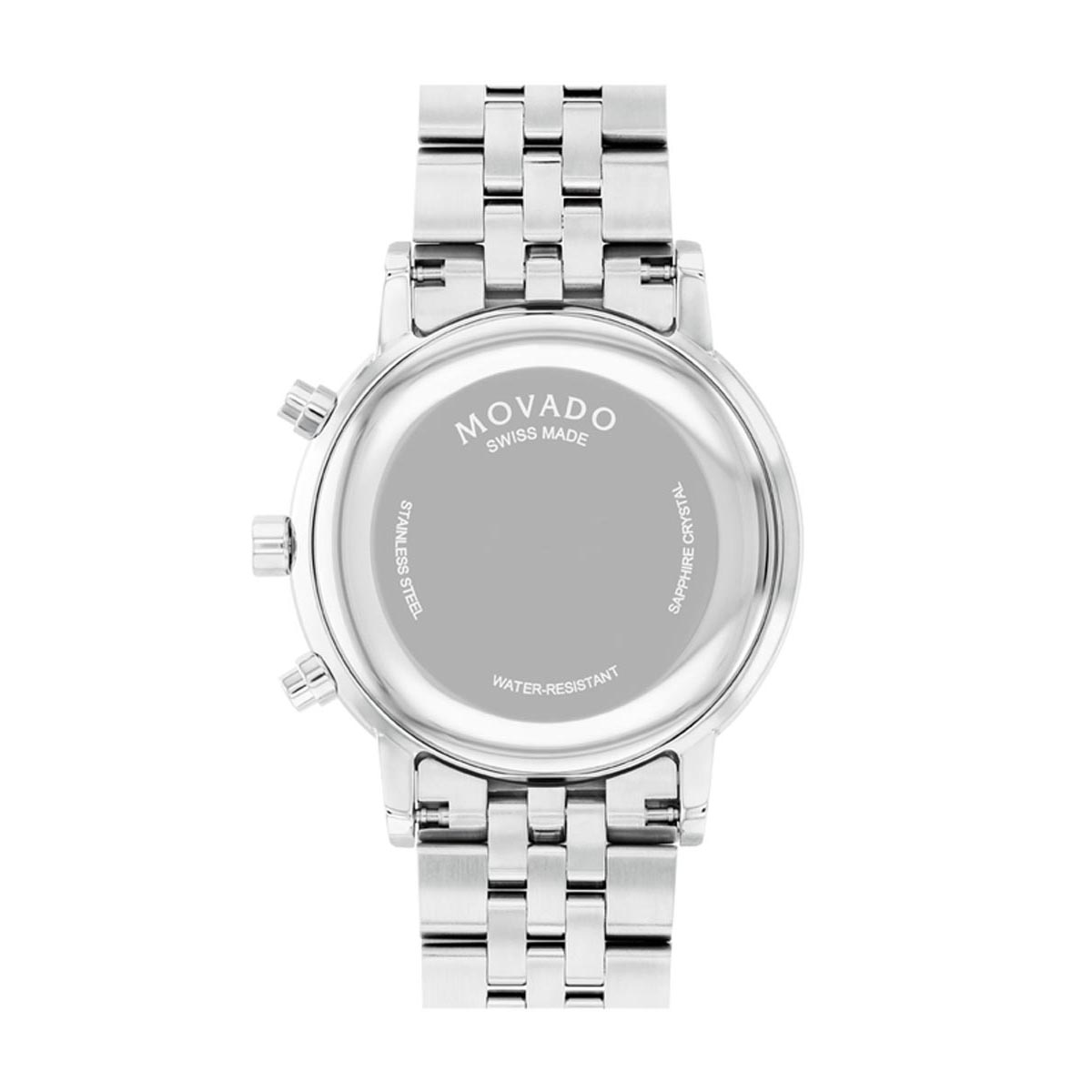 Movado Museum Classic Chronograph Mens Watch with Black Dial and Stainless Steel Bracelet (Swiss quartz movement)