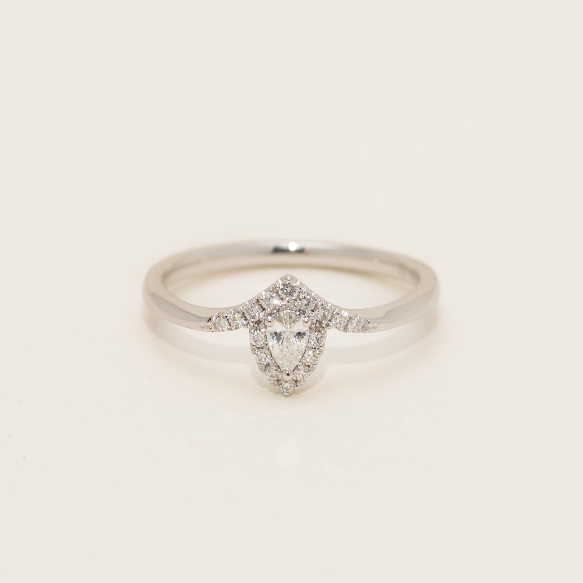 Pear Shaped Diamond Fashion Ring in 14kt White Gold (1/5ct tw)