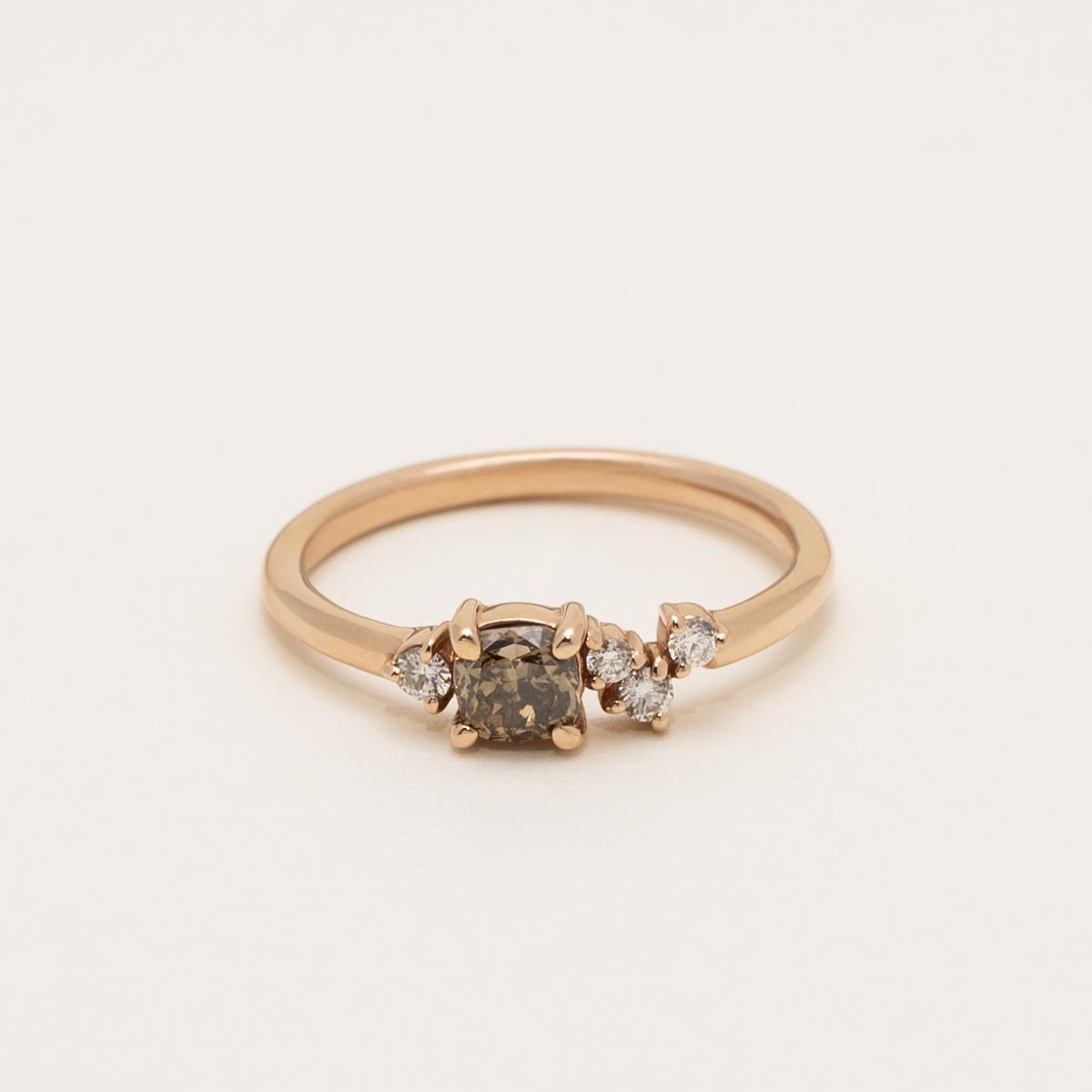 Champagne and White Diamond Ring in 14kt Rose Gold (1/2ct tw)