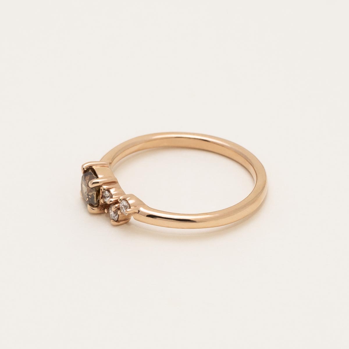 Champagne and White Diamond Ring in 14kt Rose Gold (1/2ct tw)
