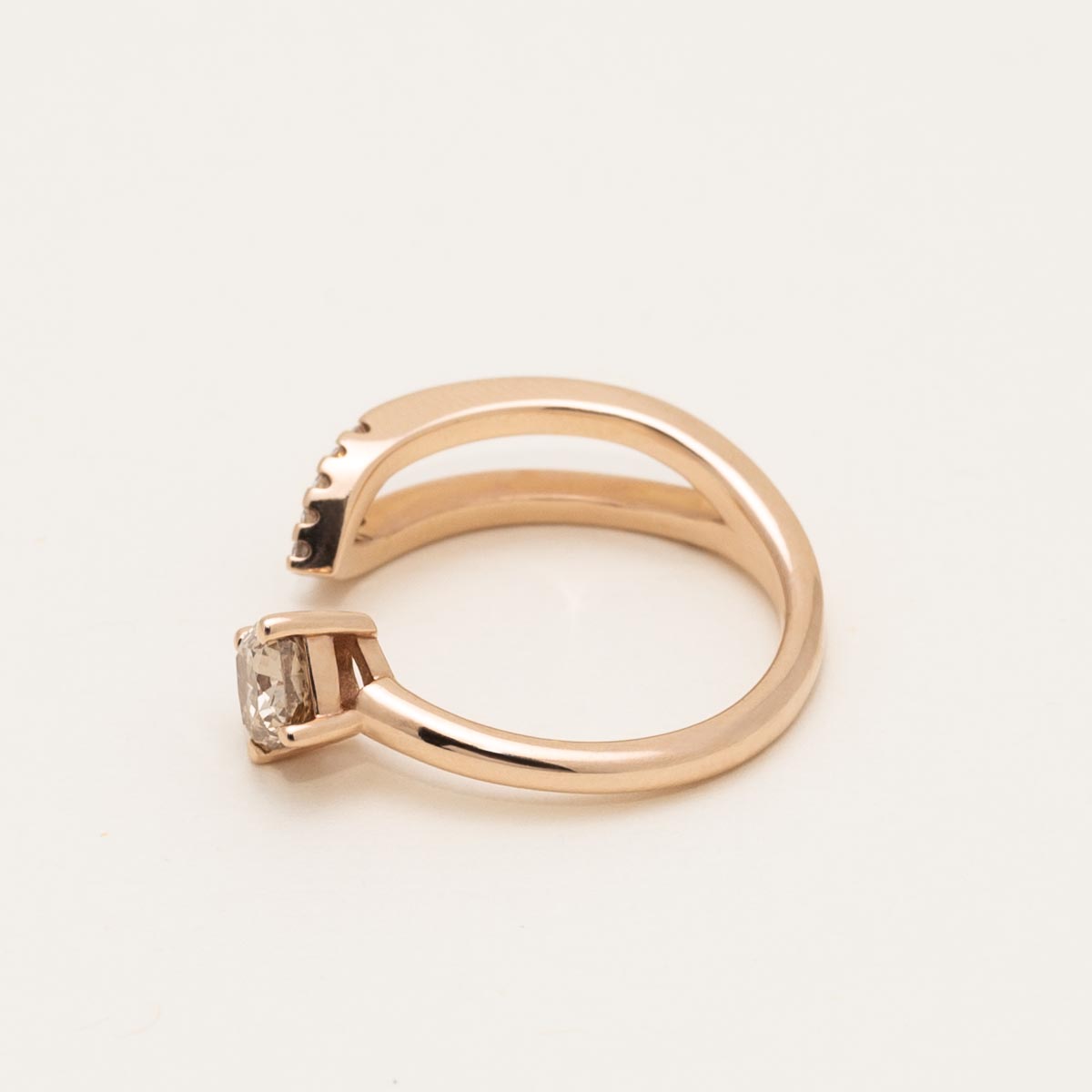 Champagne and White Diamond Ring in 14kt Rose Gold (3/4ct tw)