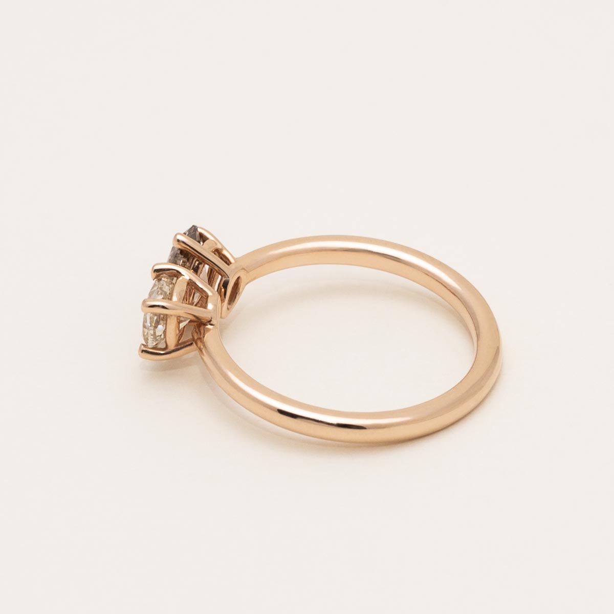 Champagne and White Diamond Toi et Moi Ring in 14kt Rose Gold (1 1/4ct tw)