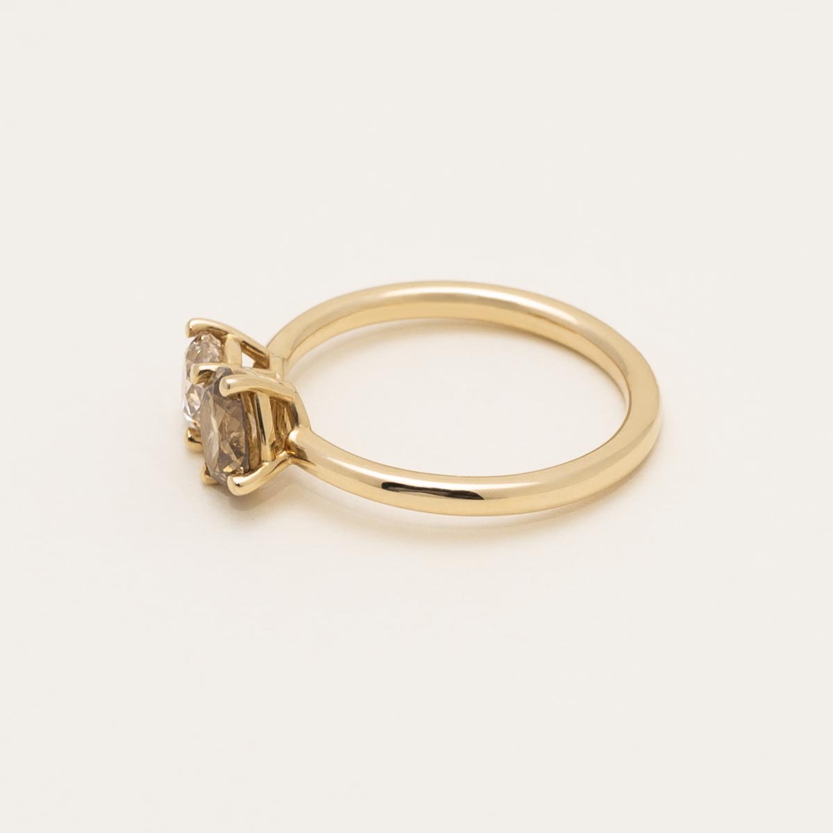 Champagne and White Diamond Toi et Moi Ring in 14kt Yellow Gold (1 1/4ct tw)