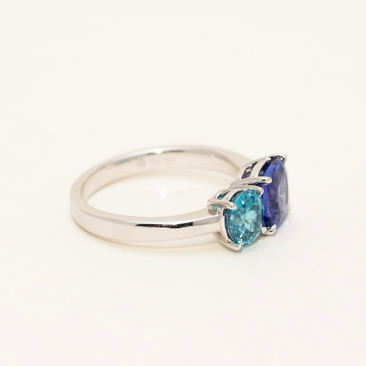 Tanzanite and Blue Zircon Ring in 14kt White Gold