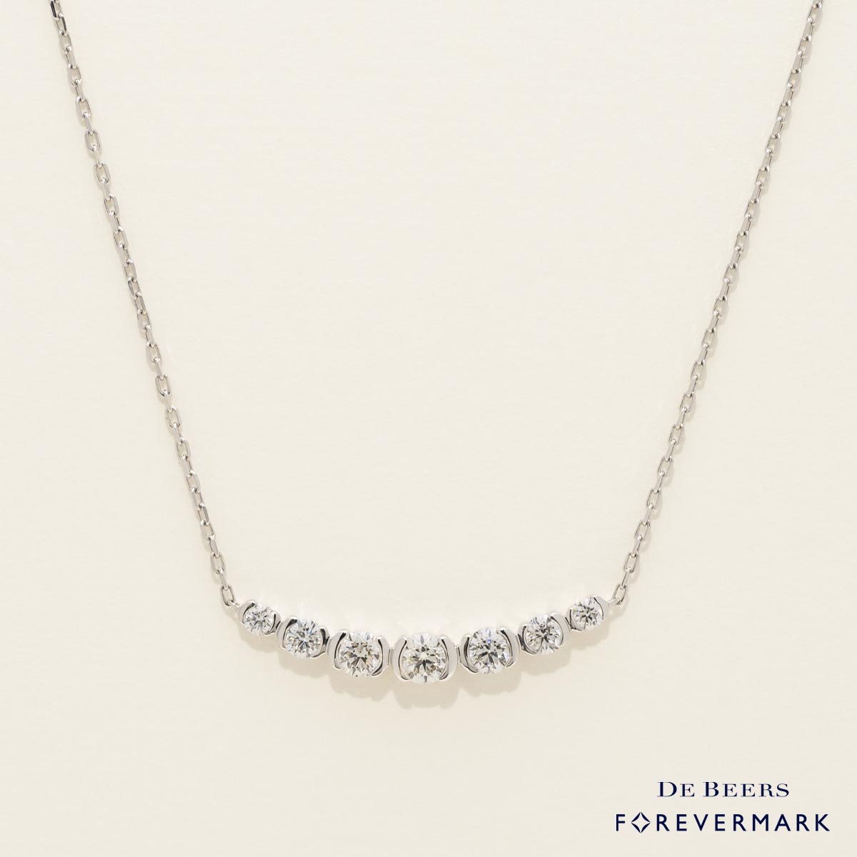 De Beers Forevermark Diamond Half Bezel Set Necklace in 18kt White Gold (3/4ct tw)