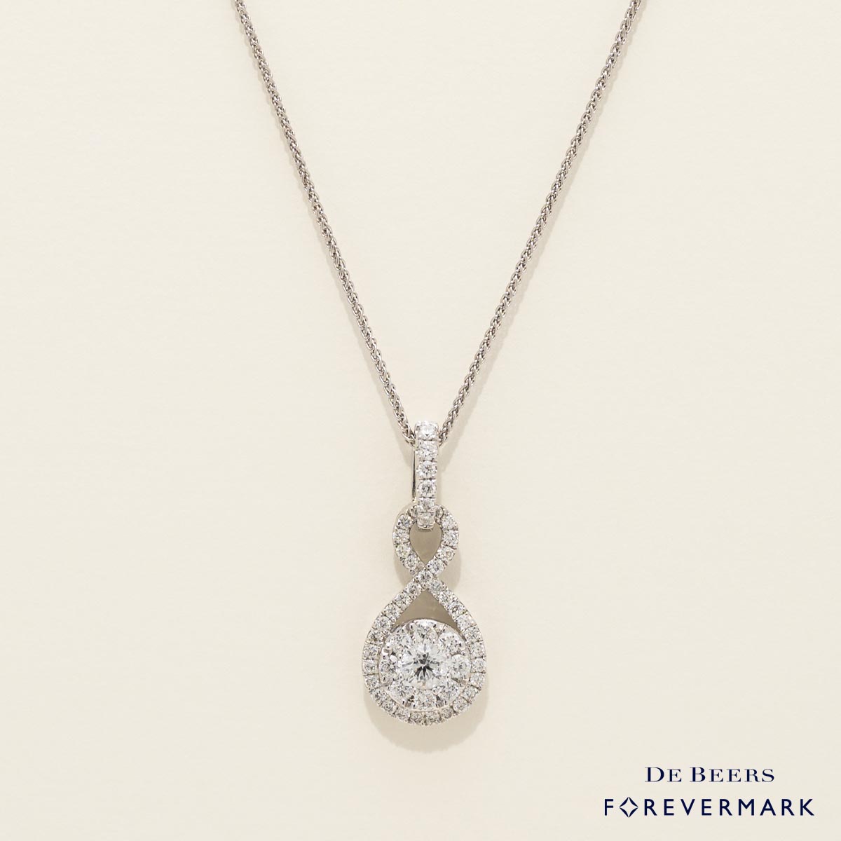 De Beers Forevermark Center of My Universe Diamond Halo Infinity Necklace in 18kt White Gold (1/2ct tw)