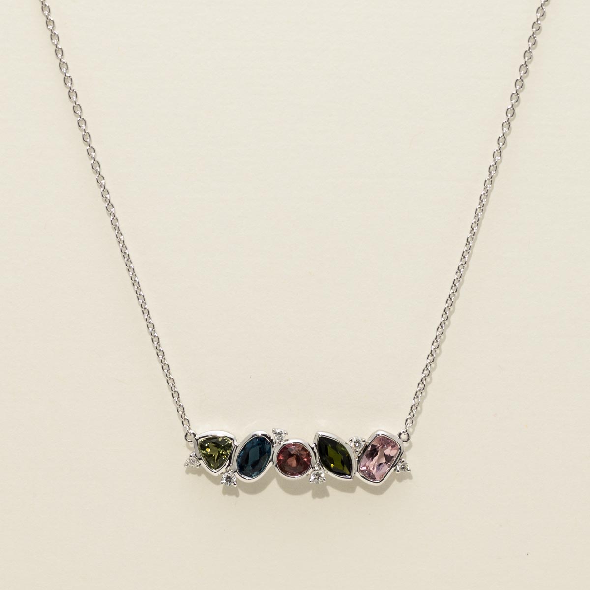 Coastlines Maine Tourmaline Necklace in 14kt White Gold with Diamonds (1/20ct tw)