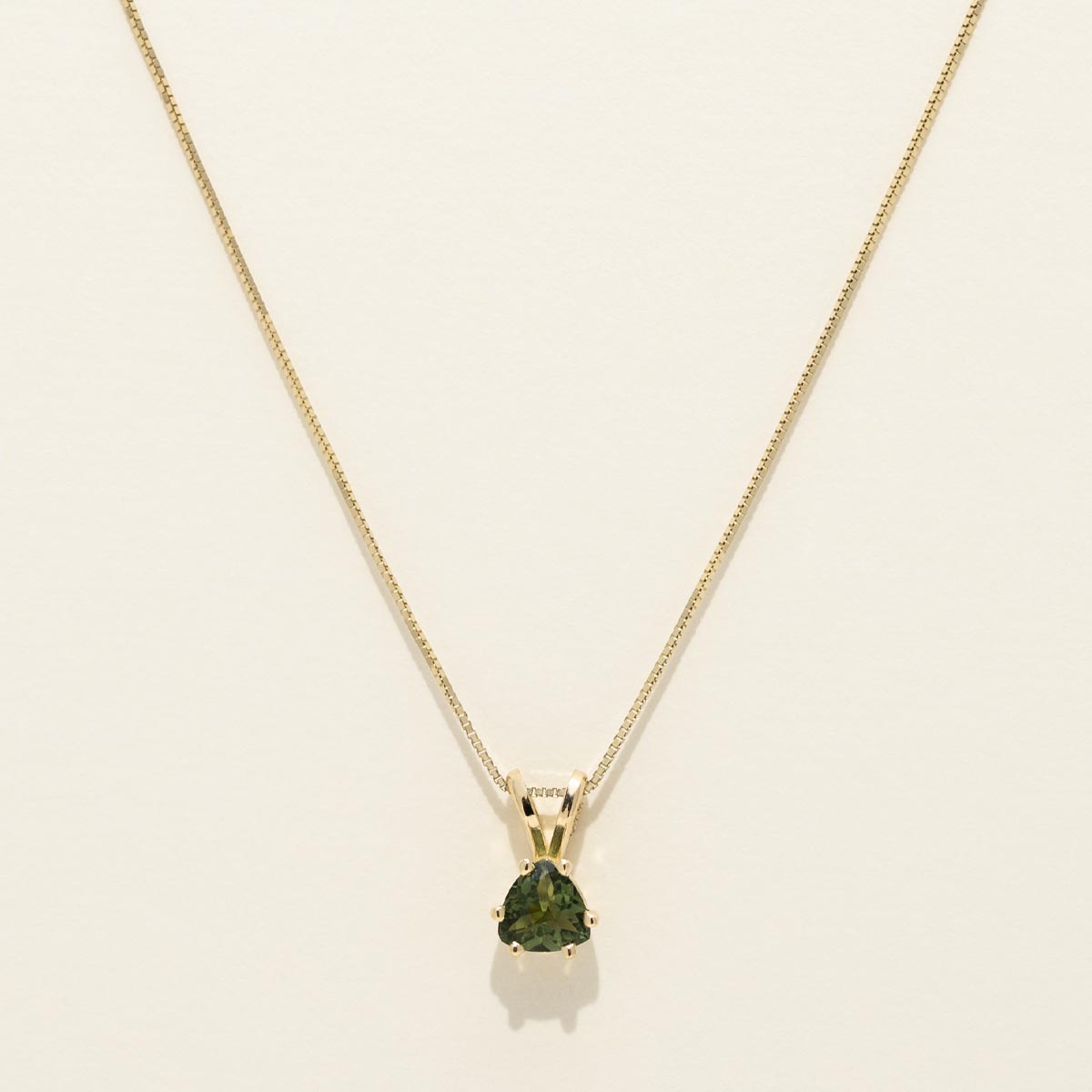Maine Green Tourmaline Necklace in 14kt Yellow Gold