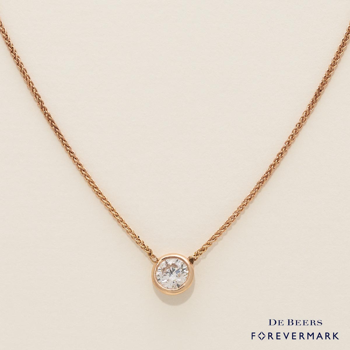De Beers Forevermark Diamond Bezel Set Necklace in 18kt Rose Gold (1/3ct tw)
