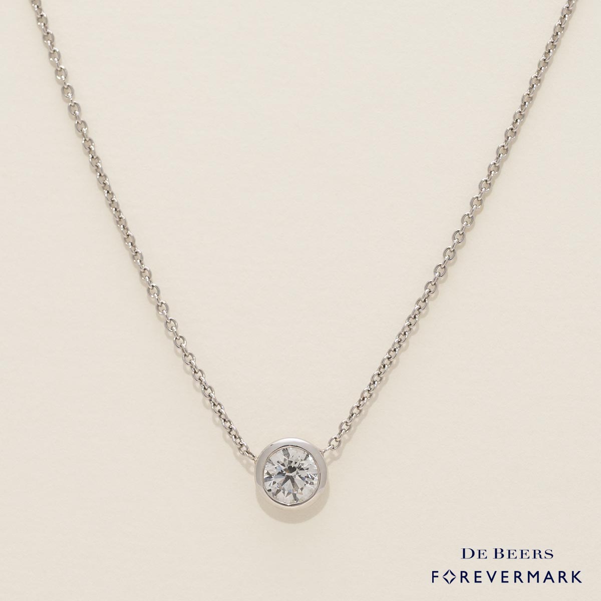 De Beers Forevermark Diamond Bezel Set Necklace in 18kt White Gold (3/8ct tw)