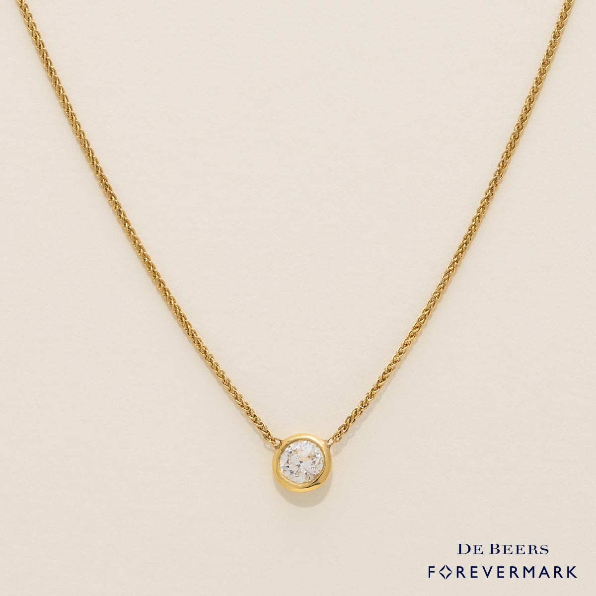 De Beers Forevermark Diamond Bezel Set Necklace in 18kt Yellow Gold (1/3ct tw)