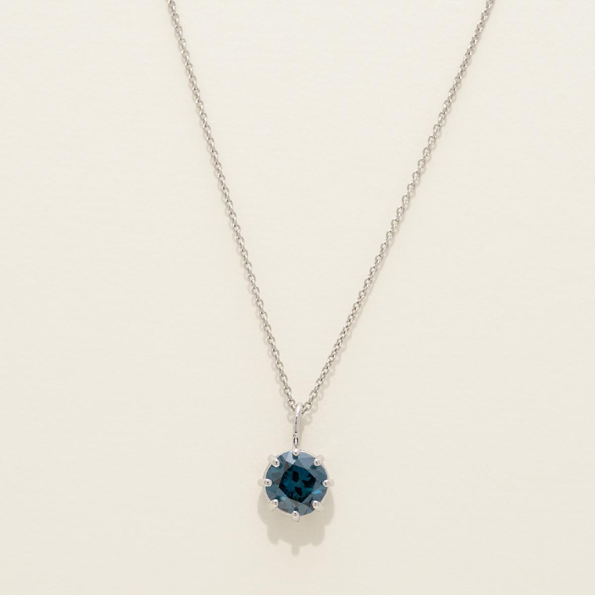 Blue Diamond Solitaire Necklace in 14kt White Gold (1ct tw)