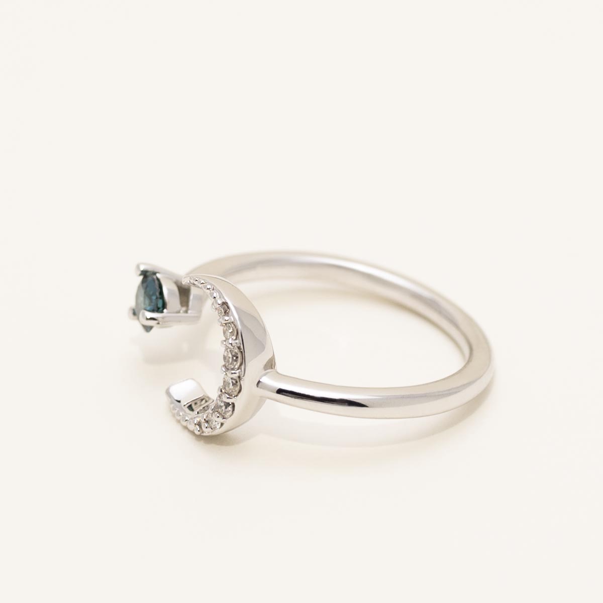 Blue Diamond Moon Ring in 14kt White Gold (1/4ct tw)