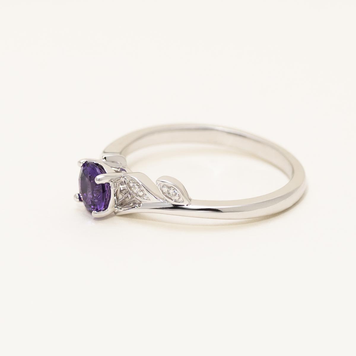 Maine Amethyst Ring in 14kt White Gold with Diamonds (.02ct tw)