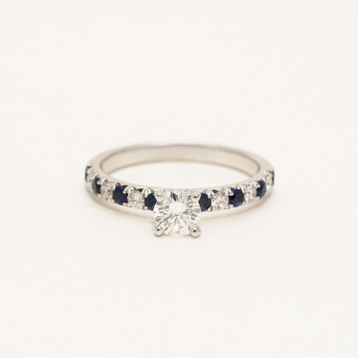 Diamond and Sapphire Engagement Ring in 14kt White Gold (1ct tw)