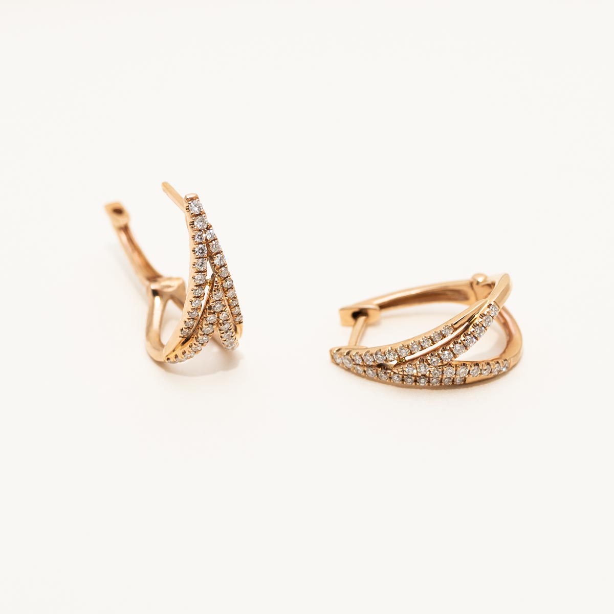 Diamond V Hoop Earrings in 14kt Rose Gold (1/3ct tw)