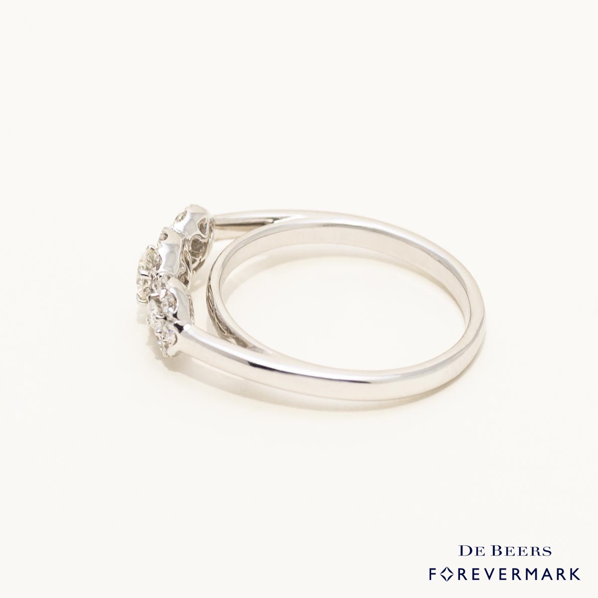 De Beers Forevermark Center of my Universe Diamond Three Stone Halo Ring in 18kt White Gold (5/8ct tw)