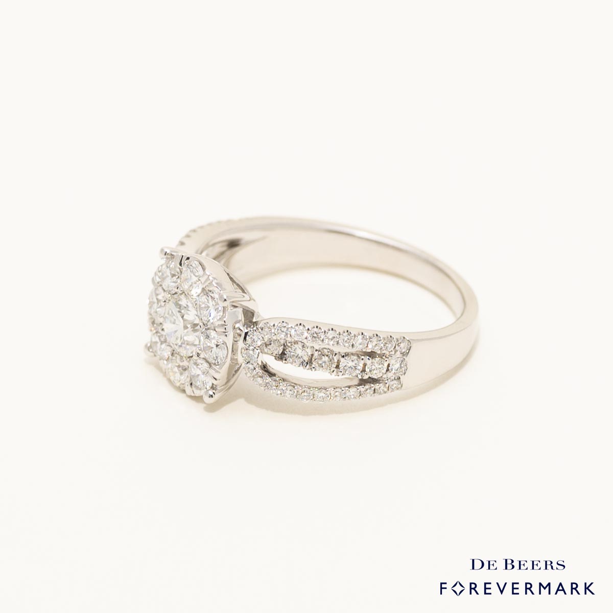 Forevermark Diamond Halo Engagement Ring in 18kt White Gold (1 3/8ct tw)