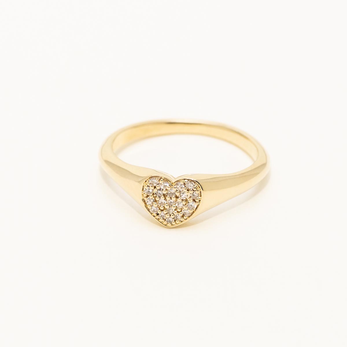 Diamond Heart Signet Ring in 10kt Yellow Gold (1/10ct tw)