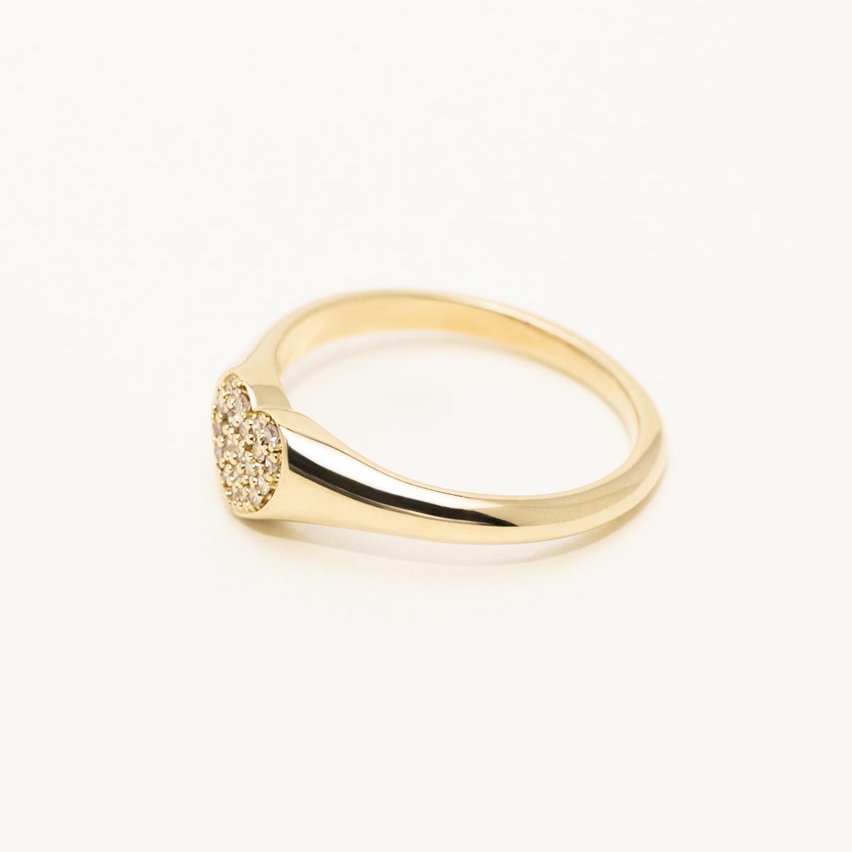 Diamond Heart Signet Ring in 10kt Yellow Gold (1/10ct tw)