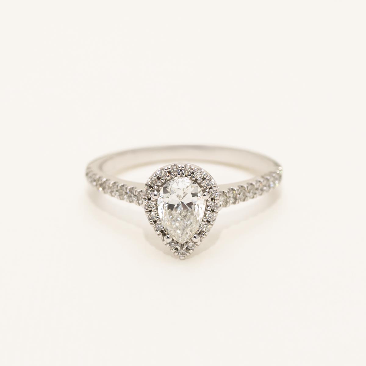 Pear Shape Diamond Halo Engagement Ring in 14kt White Gold (3/8ct tw)