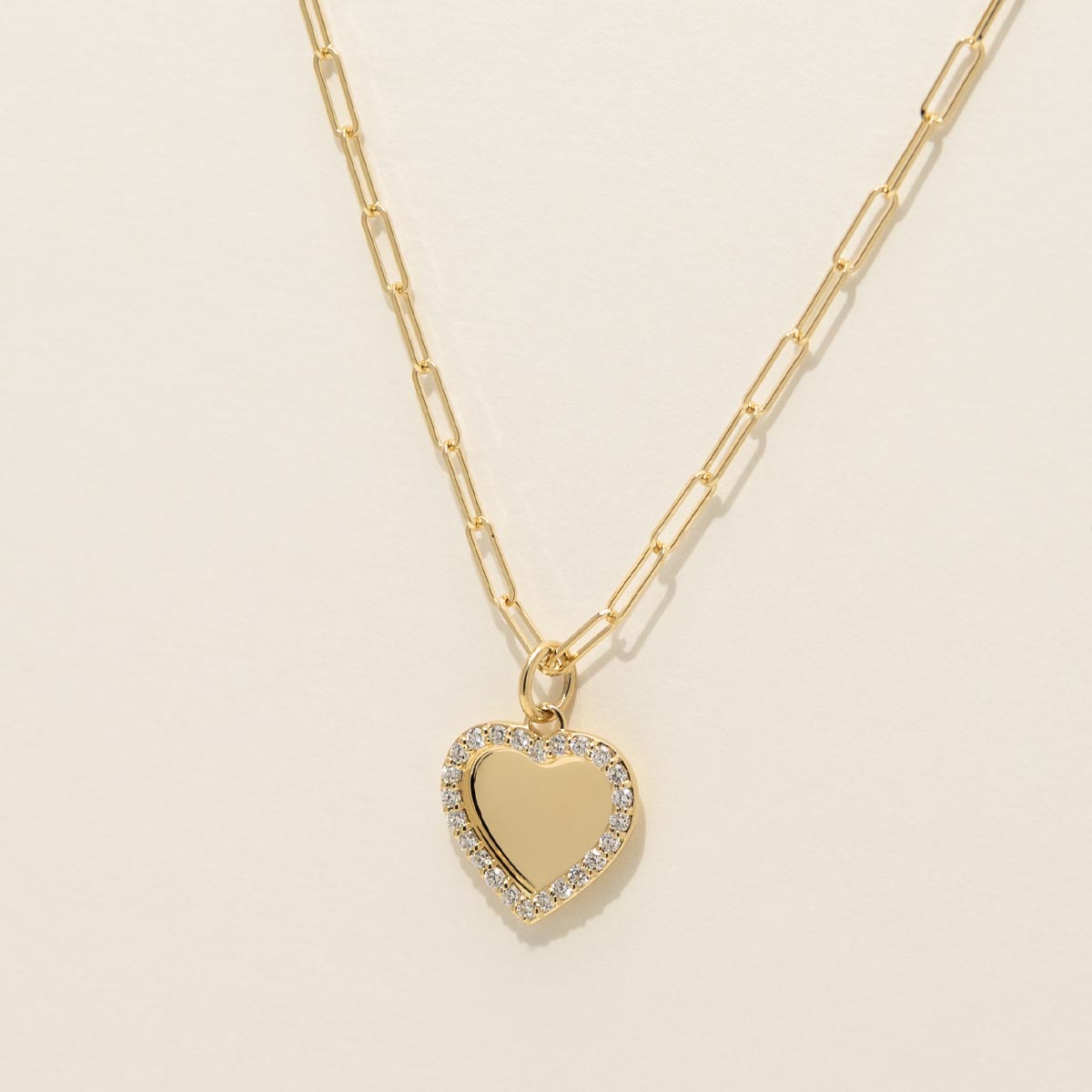 Diamond Heart Necklace with Paperclip Chain in 18kt Yellow Gold (1/3ct tw)