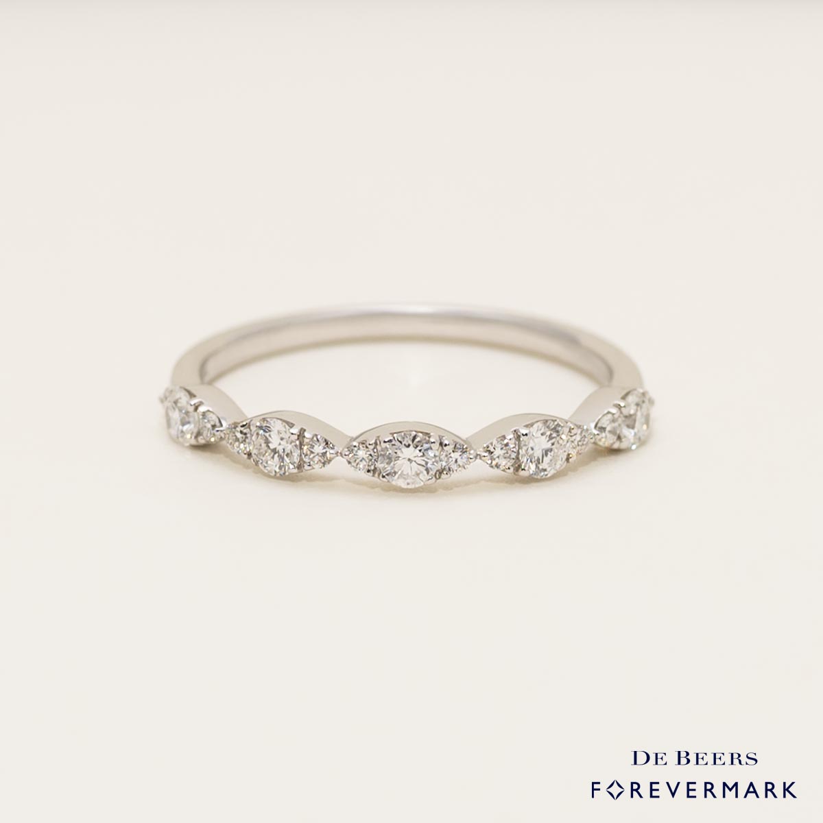 De Beers Forevermark Petite Micro Pave Diamond Band in 18kt White Gold (1/3ct tw)